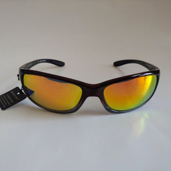 (NWT) Vintge 90's PC Rectangle Wrap Around Sporty Sunglasses (2.Tone/Orange M) - Picture 1 of 4